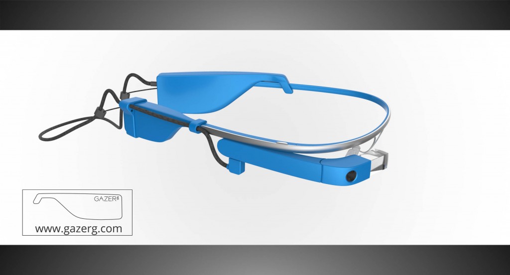 Sky color glasses with new battery for Google Glass – right side